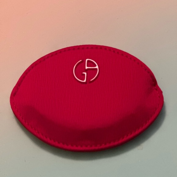NWOB Giorgio Armani Beauty Red+Gold Makeup Pocket Compact Mirror & Pouch - Picture 2 of 5